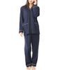 ON NISHIKI Long Sleeve Open Smooth Top and Bottom Long Loungewear Women's Pajamas, Front, Spring/Autumn, 100% Cotton, Skin-Friendly Material, Stretch,