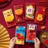 Y5JC Practical Plush Red Packet Cartoon Theme Red Envelope Money Holder for Spring Festival Family Gatherings