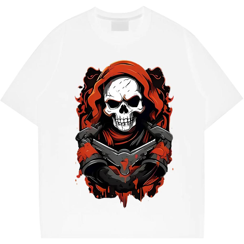 Skulls T Shirt Oversized Loose Round Collar Tshirt Harajuku Unisex T-shirt  Causal Tees Comfortable Rapper Clothes