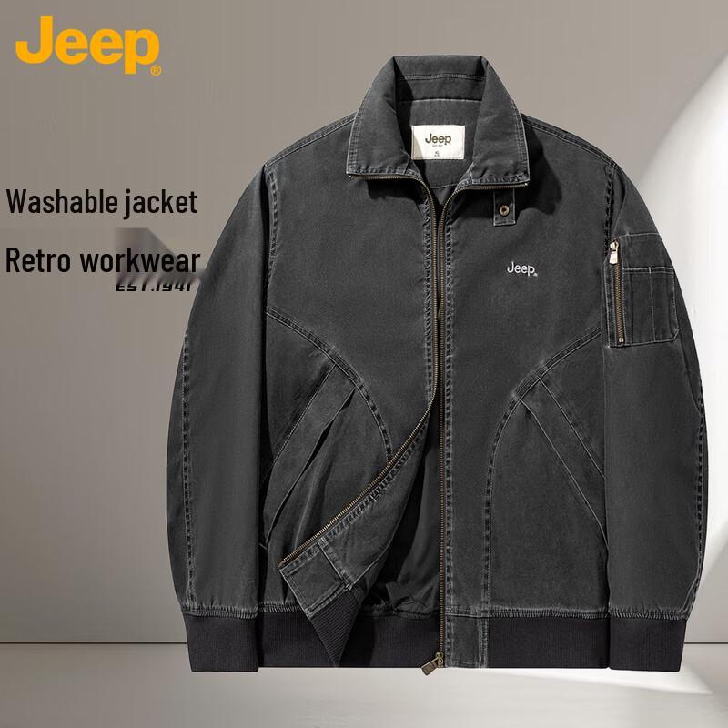 

Jeep Унисекс Куртка с лацканами в стиле ретро с эффектом стирки XL