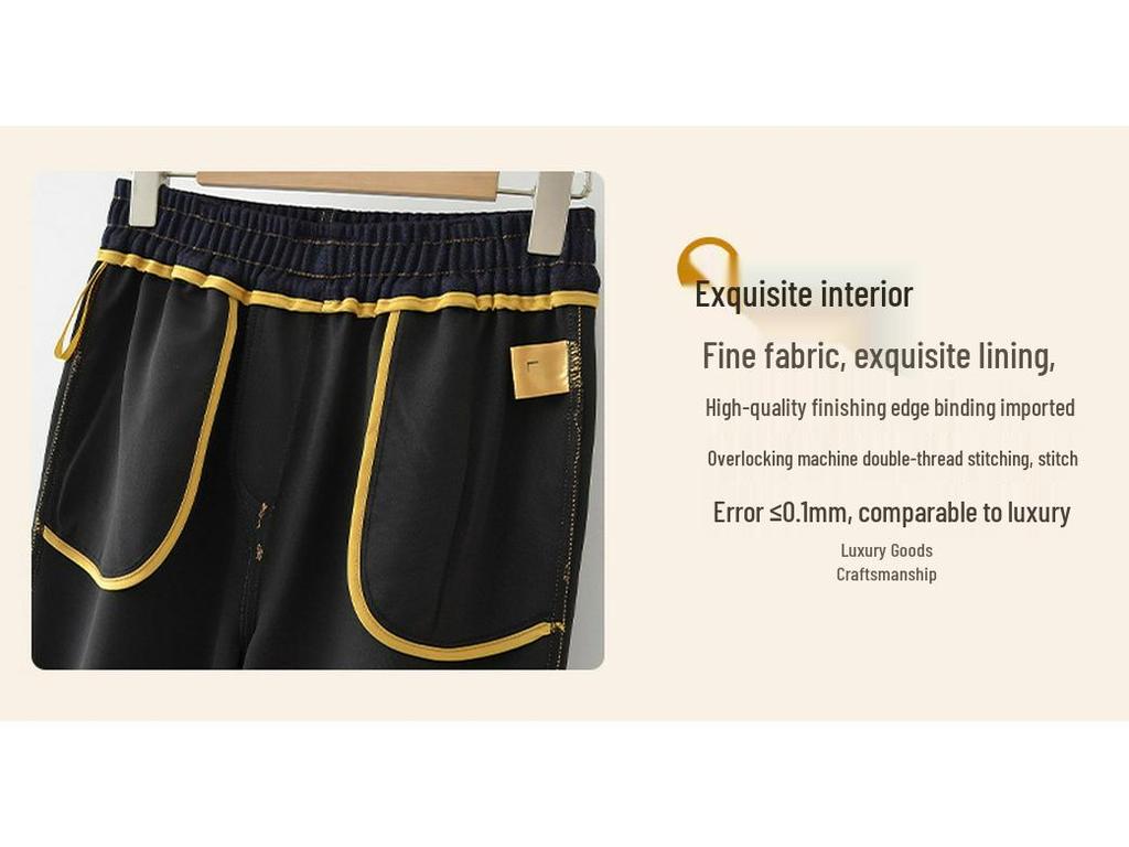 High-Waisted Elastic Denim Wide-Leg Pants for Middle-Aged Women – Stylish and Drapey