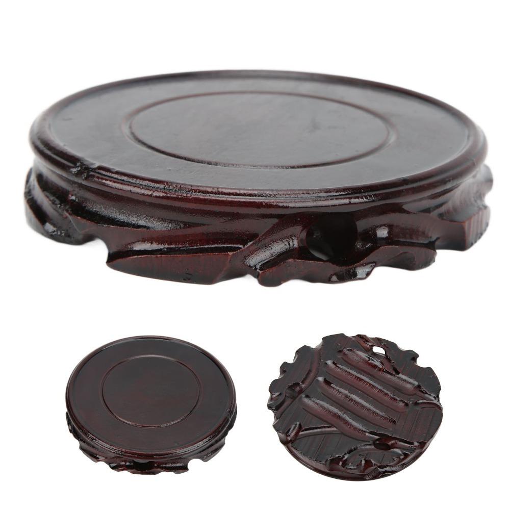 Carved Round Wooden Base Round Wooden Pedestal Base Oriental Display Stand Table Decoration