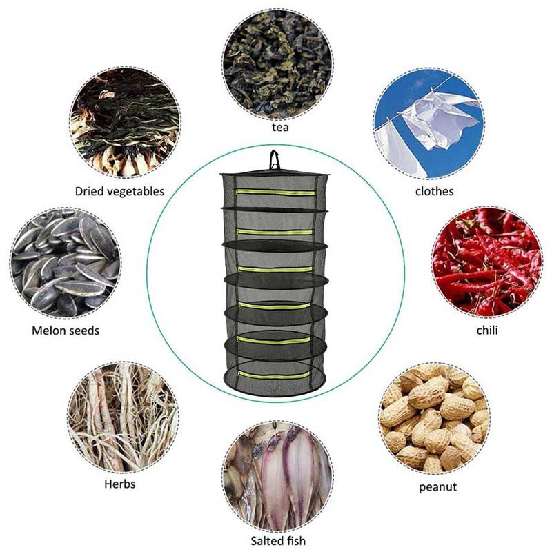 1Pc 2/4/6 Layers Drying Net for Herbs Hanging Basket Folding Dry Rack Herb Drying Net Dryer Bag Mesh For Flowers Buds Plants Organizer