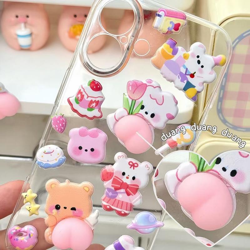 3D Bubble Stickers Cute Animal Butt Stickers Scrapbooking DIY Notebook Happy Buttocks Sticker Decals Decorative PP Stickers