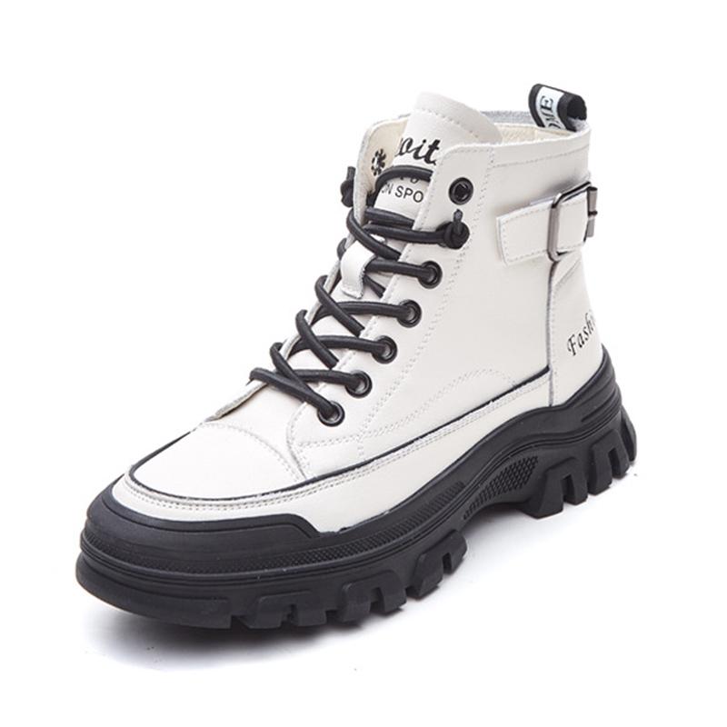 Fashion Sneakers Women Genuine Leather Shoes Thick Sole 3.5cm Soft Comfort Cow Leather Brand Ladies White Shoes for Daily Wear