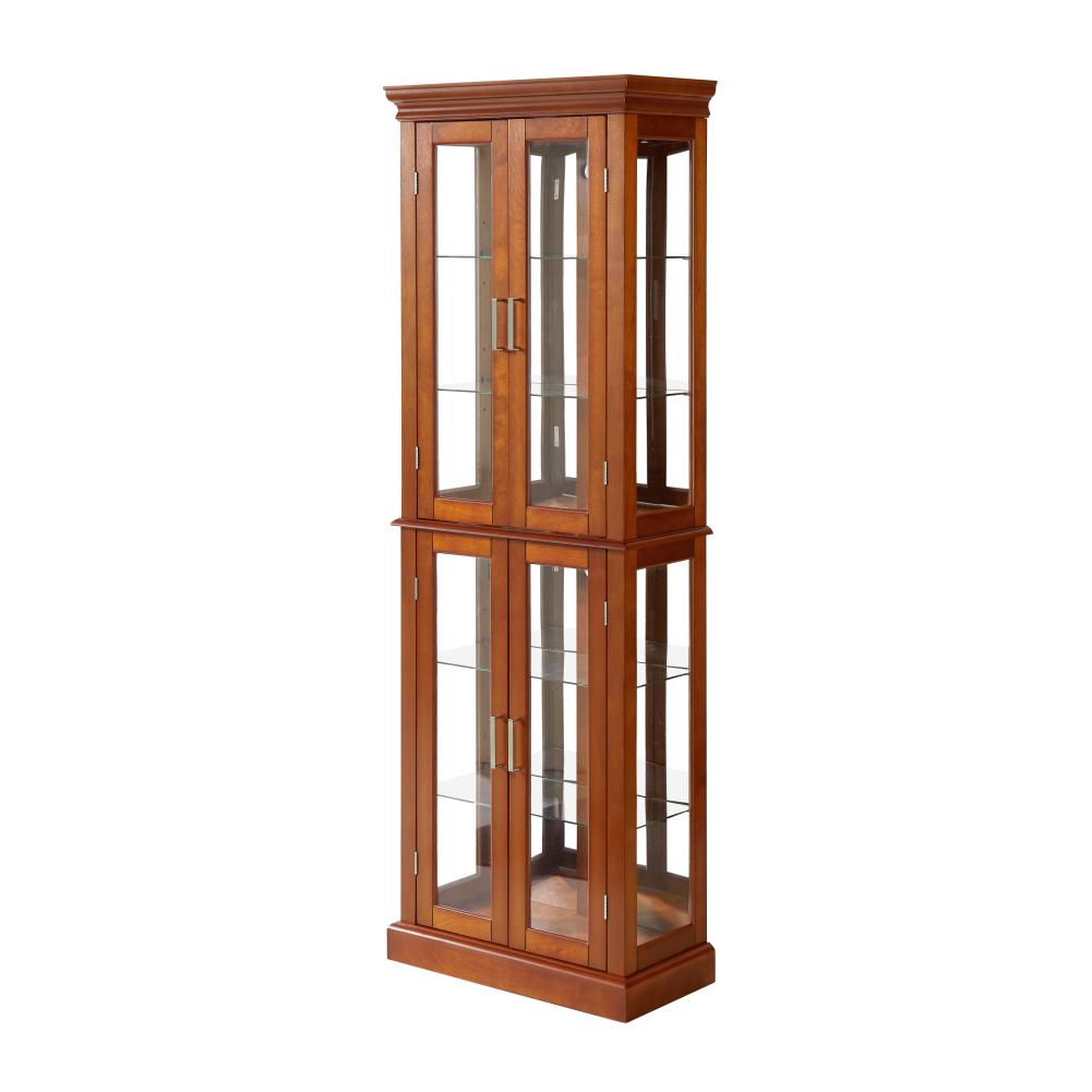 US STOCKLighted Corner Display Curio Cabinet With Adjustable Tempered Glass Shelves 70" Tall Curio Storage Cabinet With 6 ShelF