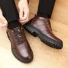 Zimowe męskie buty z futrem Skórzane męskie biznesowe bawełniane buty Casualowe ciepłe śniegowce Antypoślizgowe męskie buty rekreacyjne Bota Masculina