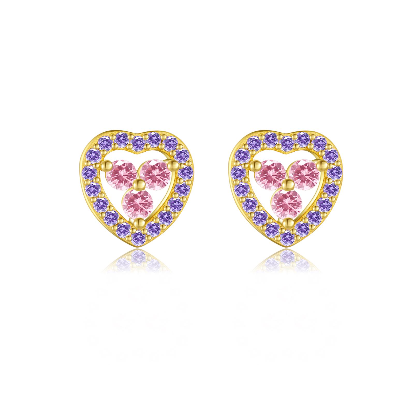 

ANDYWEN 925 Sterling Silver Stud Earrings Ladies Cute Heart Earring Colorful Cubic Zirconia Fine Jewelry for Valentine s Day Gifts m золотой