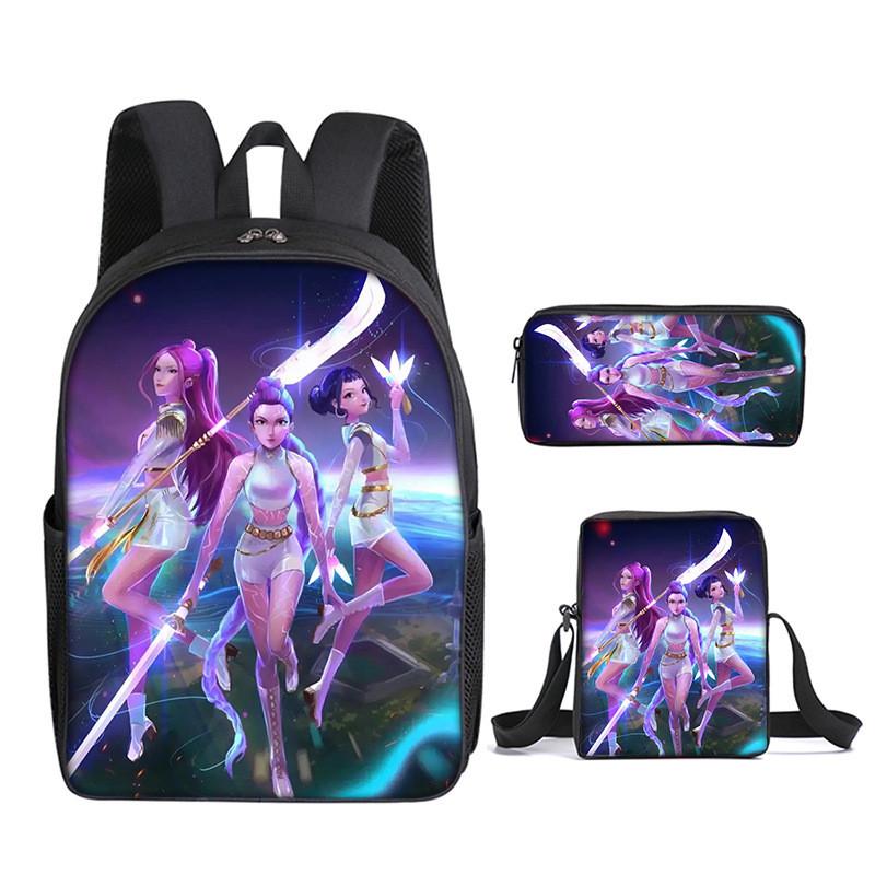 Kpop Demon Hunters School Backpack Set With Oxford Fabric And Air Cushion Straps For Students