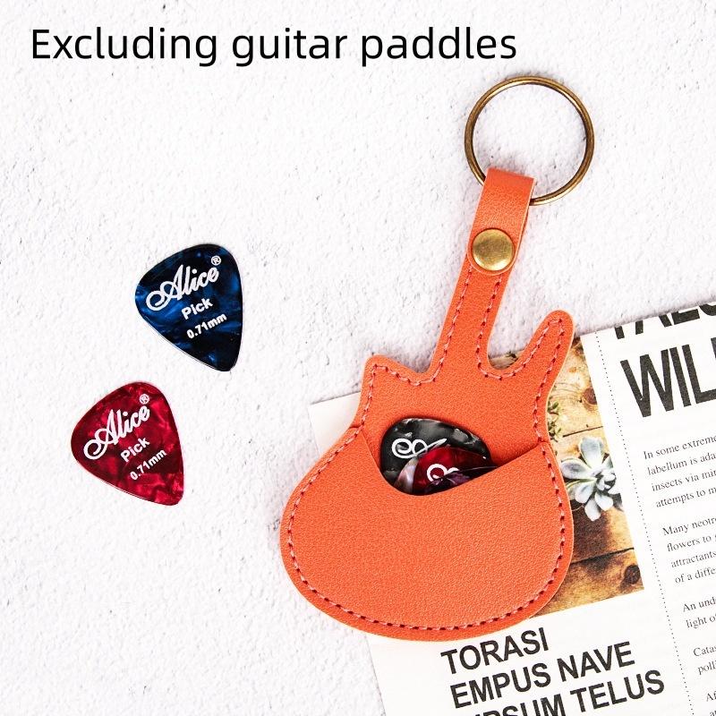 1Pc Leather Guitar Pick Bag Pick Holder Case Guitar Shape With Key Ring Guitar Accessories Instrument Accessories