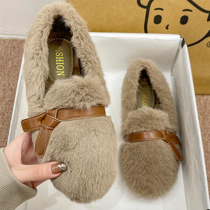 

Толстая подошва, флисовая, с круглым носком, пушистая обувь для женщин, которую можно носить осенью и зимой, нежные интернет-знаменитости, педальные шапки в з 40 хаки