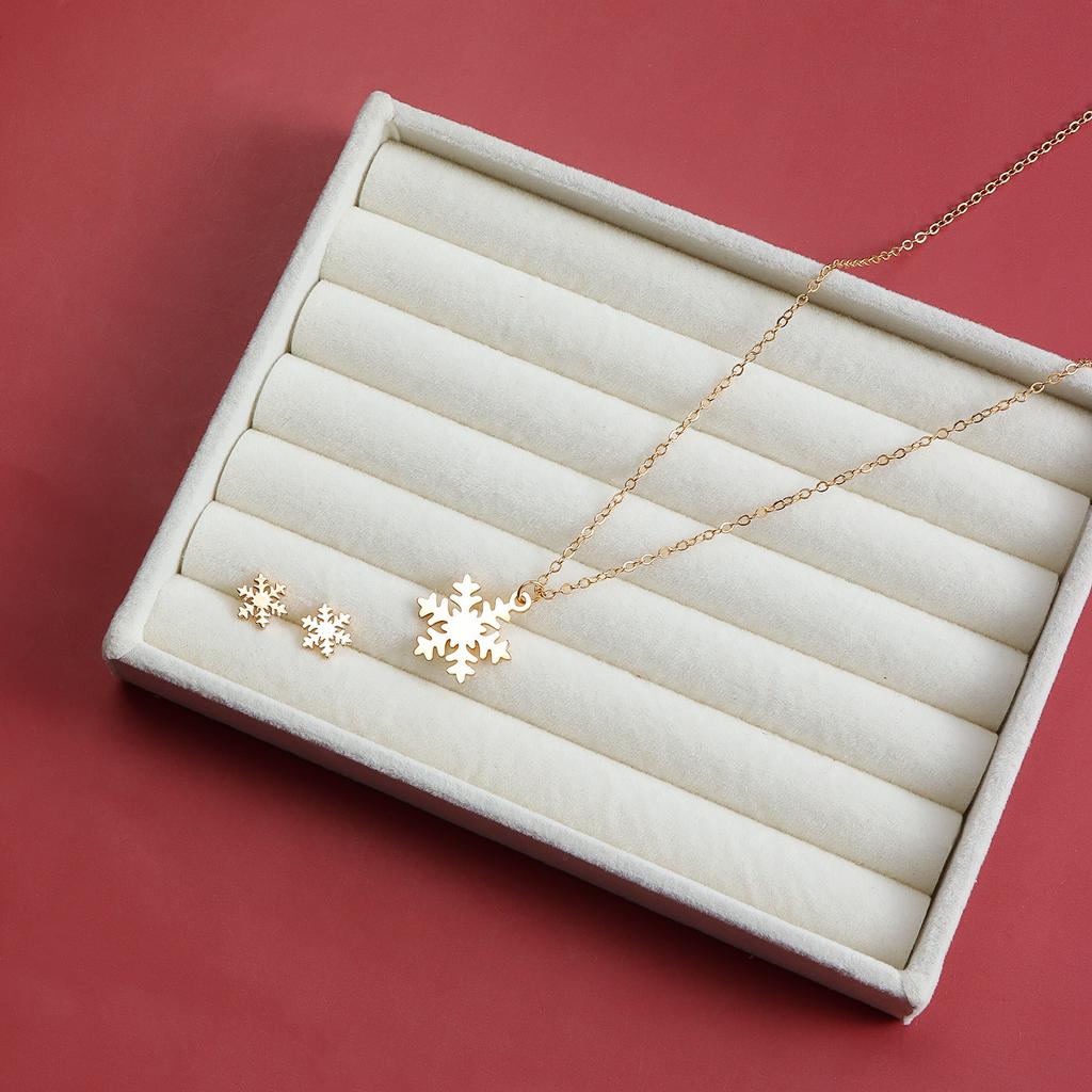 Accessories Christmas Element Necklace New Year'S Snowflake Creative Simple Personalized Stud Earrings Necklace Set