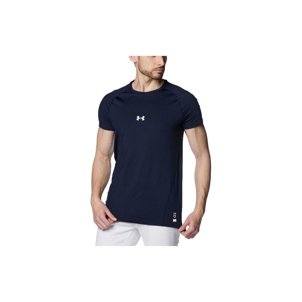 Under Armour Logo Print Comfortable Fitted Crew Neck Pullover Casual Short Sleeve T-Shirt Men T-Shirts Navy-Blue 1384732-410