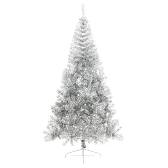 VidaXL Demi sapin de Noël artificiel avec support argenté 210 cm PET 344698