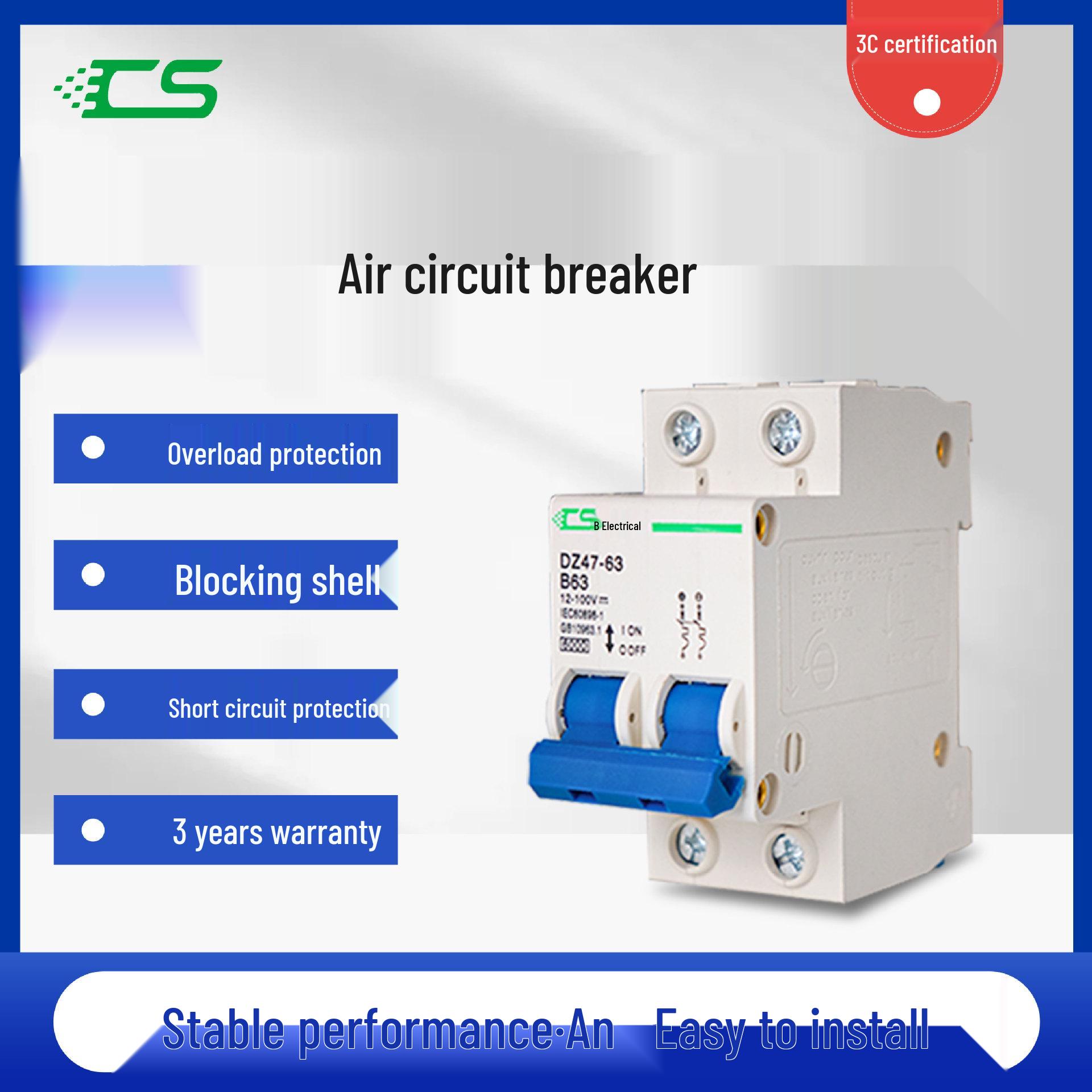 

Changsong C45 DC Air Switch, CSB8-125 Micro Low Voltage Circuit Breaker 1P B20