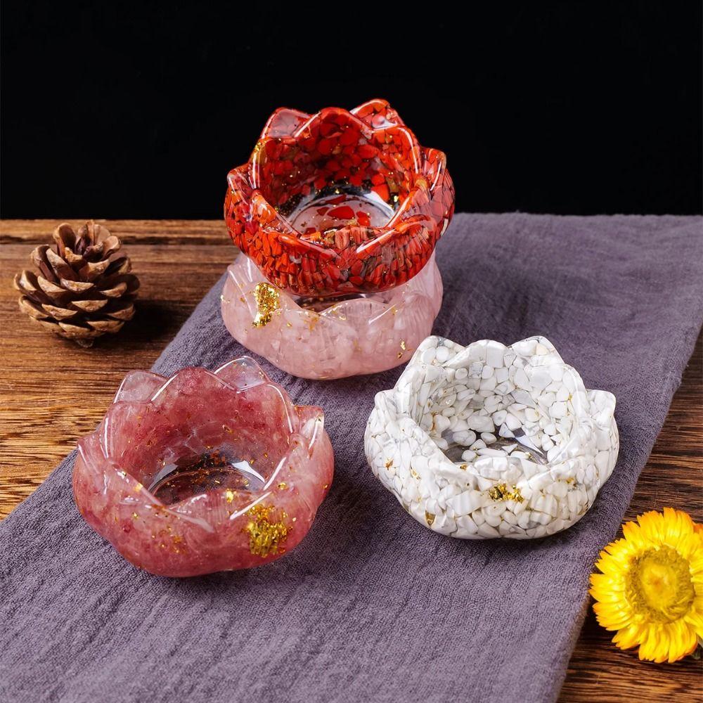 Lotus Shape Crystal Incense Holder DIY Craft Jewelry Storage Container  Crystal Storage