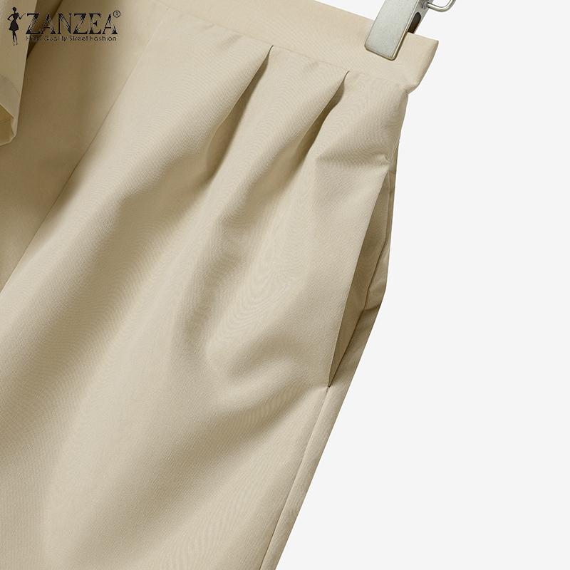 ZANZEA Women Short Sleeve Blouse and Shorts Summer Two Piece Suit Sets