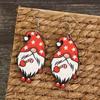 Festive Wooden Gnome Santa Earrings