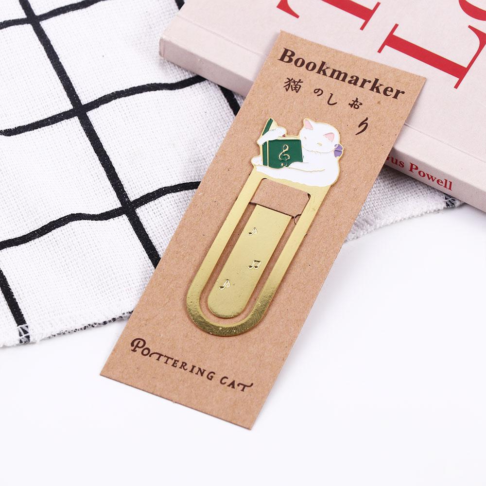 School Animals Reading Japanese Paper Cilp Bookmark Kittens Book Mark Metal Bookmark Cat Bookmark