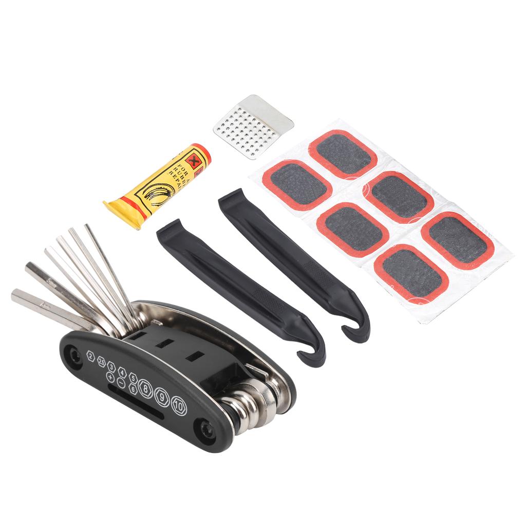 Bike Flat Tire Repair Tools Fold MultiFunction Hex Wrench Nut Tire Puncture Repair Set