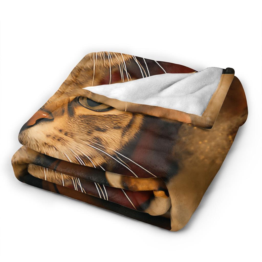 Cat Selfie with Santa Plush Blanket Kids Adult Flannel Bedding Throws For Couch Chair Soft Warm Custom Quality Bedspread