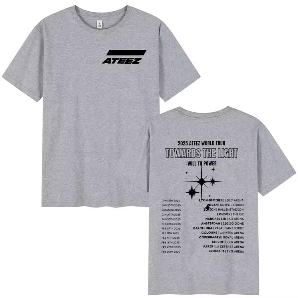 Korean Ateez Towards The Light Will To Power World Tour New T Shirt Men Women Hip Hop Kpop Short Sleeve Top summer Streetwear