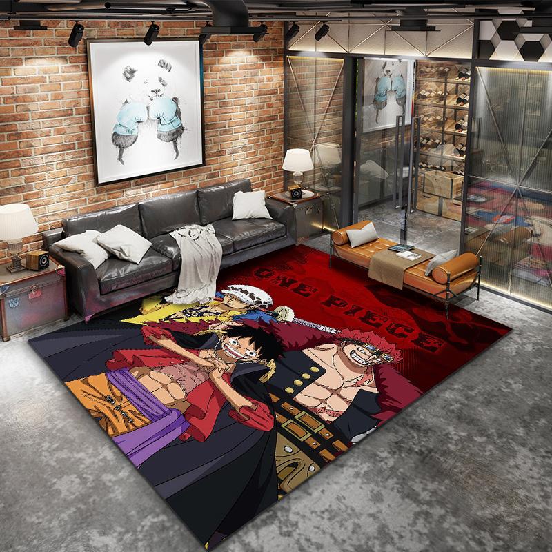 Alfombra de Monkey D Luffy para Sala de Estar, Dormitorio, Decoración de Sofá del Hogar, Alfombrilla Antideslizante para Jugar Niños