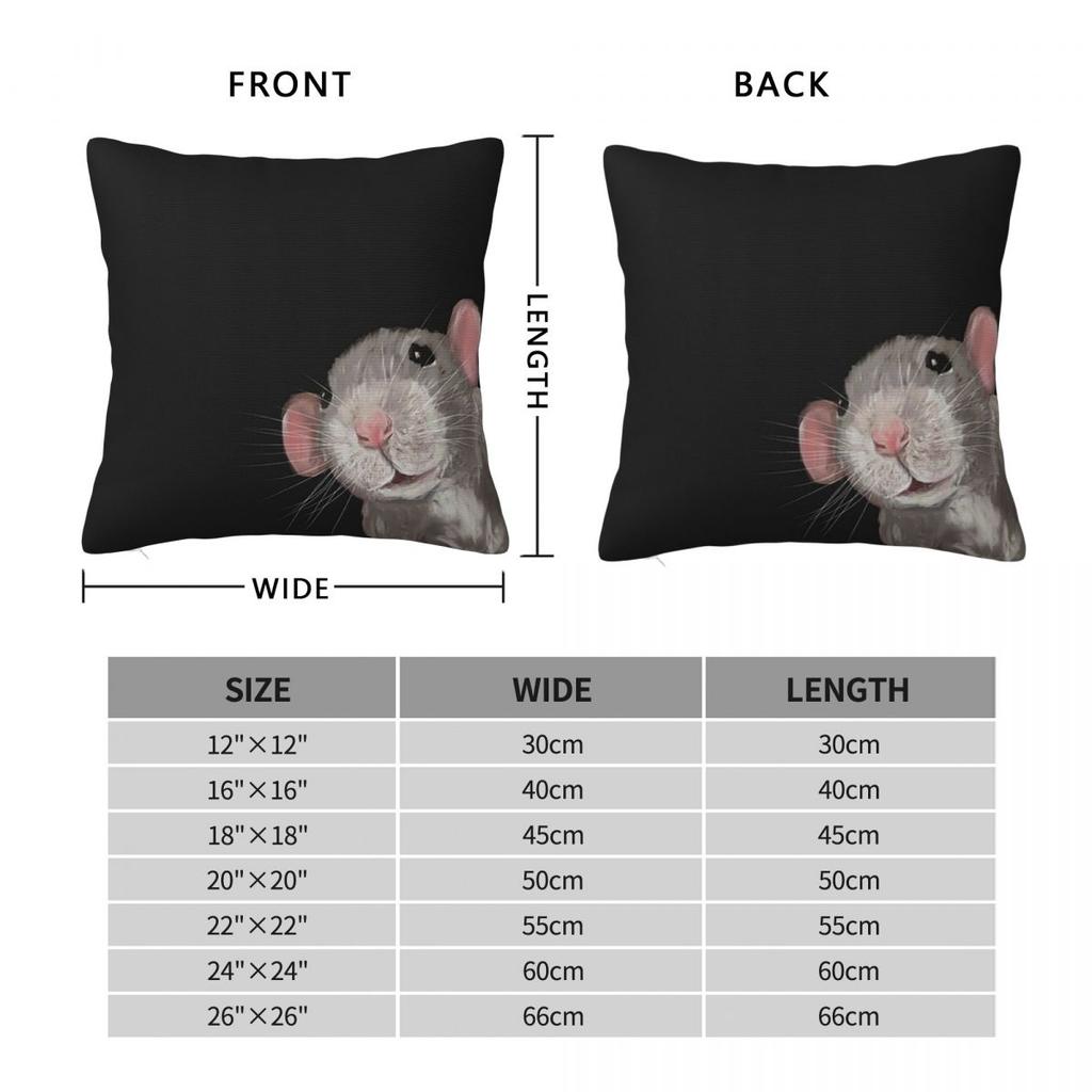 The Peeking Rat (Grey Black) Square Pillowcase Pillow Cover Polyester Cushion Zip Decorative Comfort Throw Pillow For Home Car