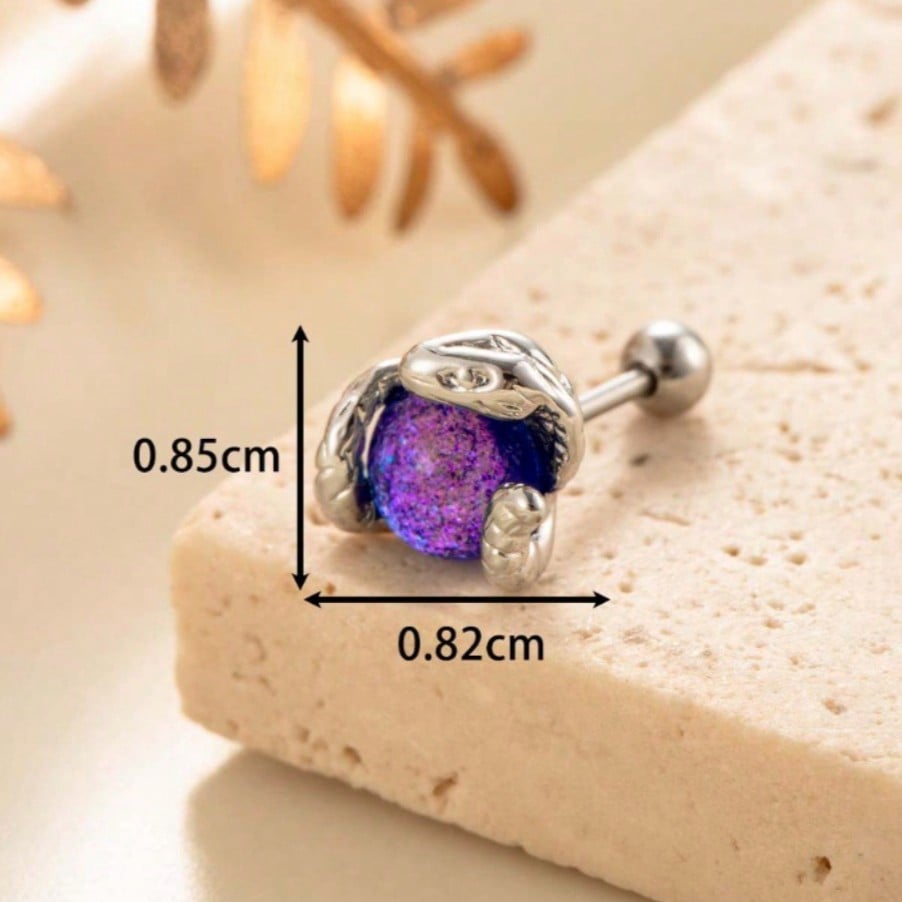 Шарм Винтовые Серьги Козелок Уха День Святого Валентина Пусеты Нишевые Серьги Серьги Хряща Формы Змеи Титановая Сталь Лунный Камень Женские 1#