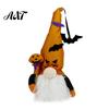 Bat Spider Pumpkin Elements Halloween Light Up Gnome Decoration, Spooky Orange Black Swedish Tomte Elf Figurine, Decorative Plush Dolls for Fall Cute