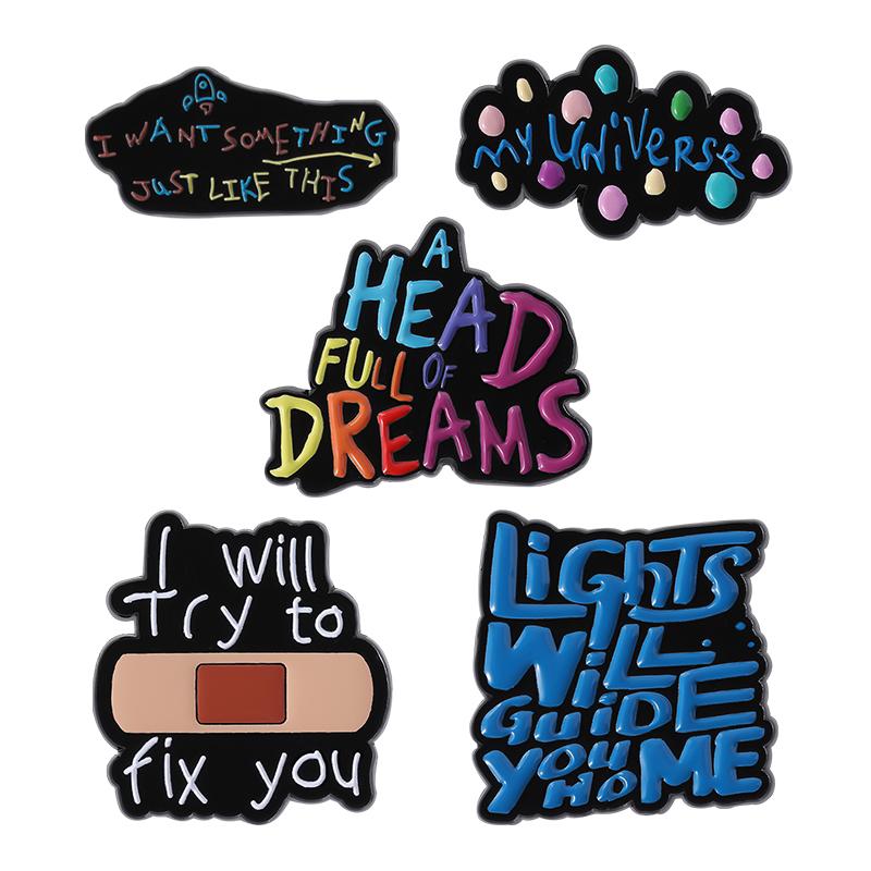 A HEAD FULL OF DREAMS Enamel Pins Custom LIGHTS GUIDE YOU Brooches Lapel Badges Clothes Funny Jewelry Gift for Friends