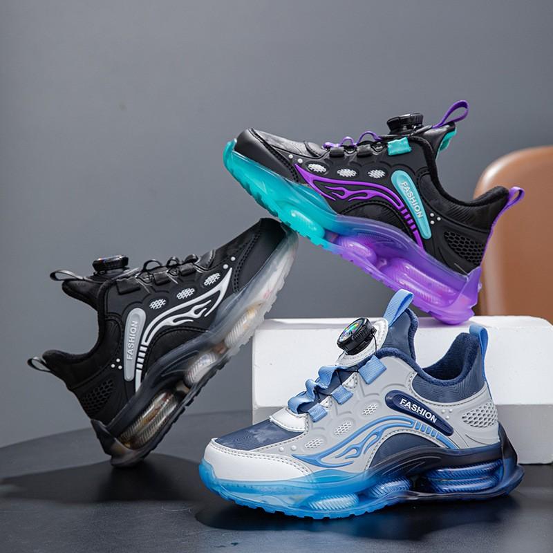 Kids Chunky Sneakers Boys Girls 2026 Soft Sole Running Shoes With Rotating Snap Synthetic Leather Upper