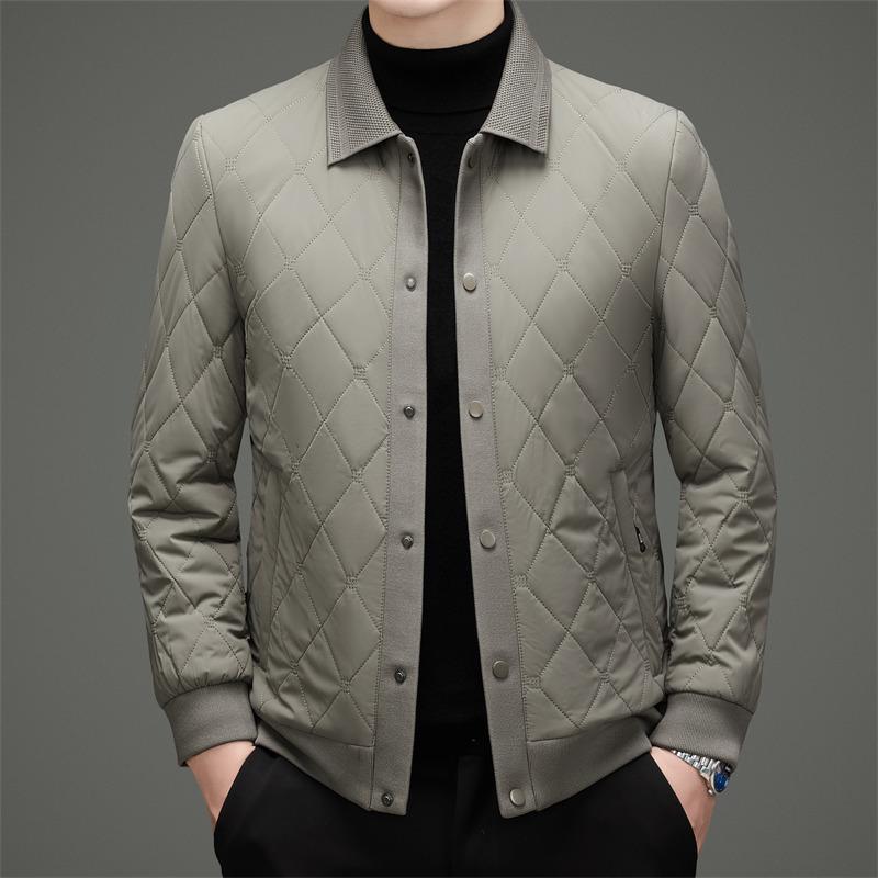 

Men s Luxury Mulberry Silk Jacket - Autumn/Winter Light Fashion Coat, Warm & Casual Thin Cotton Lapel Outerwear 2025. 190 хакі
