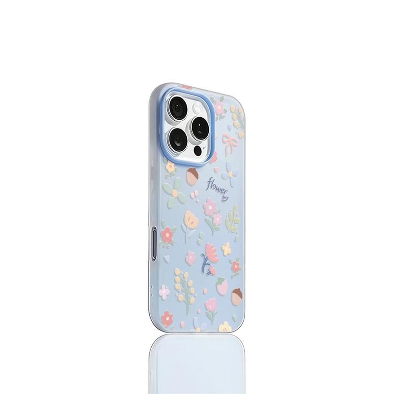 

Summer Floral Frosted Two-in-One Phone Case for Apple iPhone 14, 15, 16, 17 Pro Max iPhone 15 Pro Max
