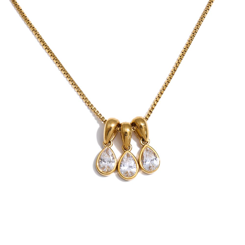 Yhpup Stainless Steel Cubic Zirconia Drop Charm Necklace 2026 Bling Trend Attractive Women Collar Jewelry Accessories Waterproof