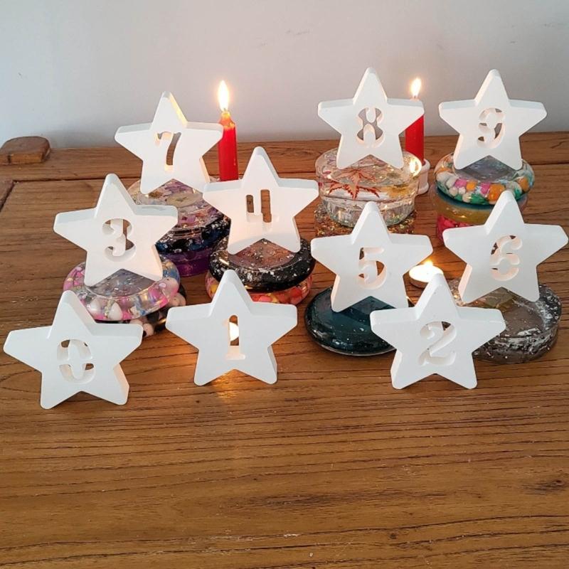 Hollow Number Silicone Molds Star Shape Castings Mould Epoxys Resin Mould DIY Baking Molds Candle Molds Home Decorations
