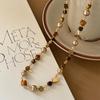 Vintage Braunes Natur Tigerauge Stein Choker Halskette Für Frauen 2025 Neue Trendige Handgefertigte Perlenkette Zirkon Geschenk