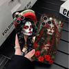 Catrina Beautiful Rose Girl Skull Soft Phone Case for iPhone 16 16E 17 Air 15 Pro Max 14 Plus 13 Mini 11 12 7 Black Cover Back S