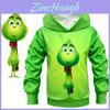 Adorable Kids Grinch Costume Hoodie Pullover For Festive Halloween Celebrations