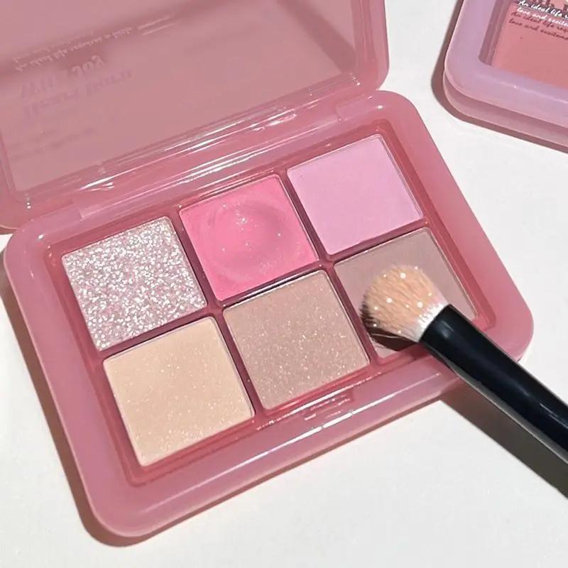 Palette de fards à paupières roses transparents pailletés, mats, chatoyants, oranges, marrons, brillants, 4 couleurs, palette de maquillage pour filles, cosmétique durable