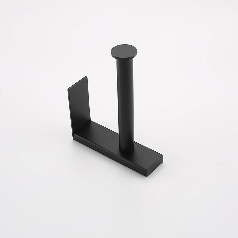 Black Design Easy To Install The Bathroom Kitchen Accessory Self Adhesive Stainless Steel Rustproof Toilet Paper Roll Holder
