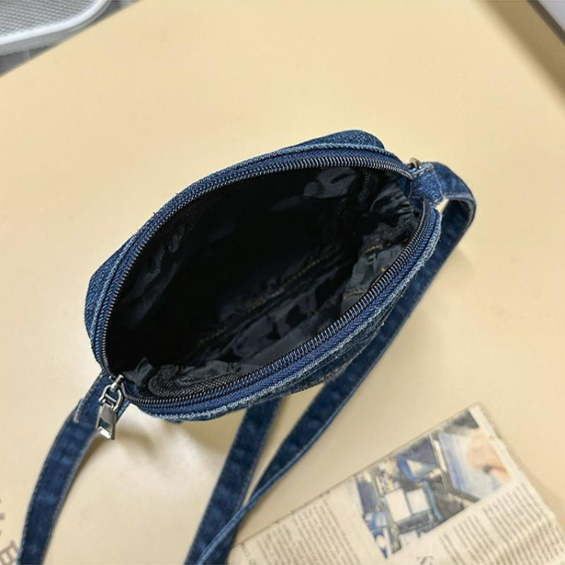 Vintage Denim Simple Crossbody Bag for Women Men Fashi Mini Shoulder Bag Comfortable and Versatile Texture Travel Phe Bag
