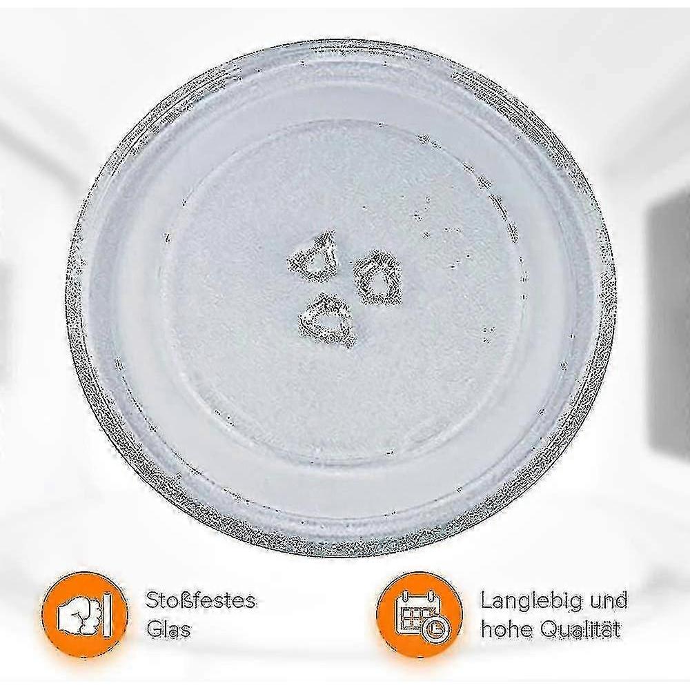 Universal Microwave Turntable Glass Plate With 3 Fixtures, 24.5 Cm