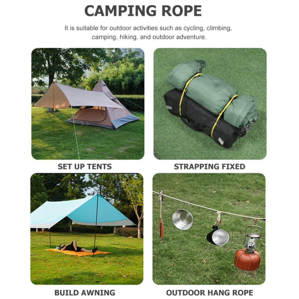 4 Pcs 49.2FT 4mm Reflective Camping Guyline Rope Black 2Pack with Cord Adjusters 4Pack, 1 Set