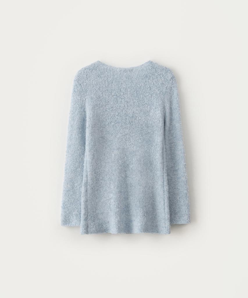 Sseomweeobeoteo Boucle Long Sleeve Knit - Light Blue