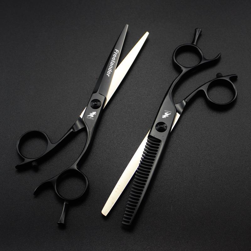 6.0" Black Pathfinder Hairdressing and Barber Serrated Scissors