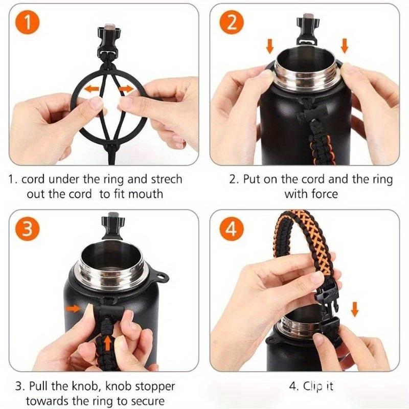 Paracord Holder Rope Wide Mouth Bottle Portable Rope Hand Strap Cup Carrier Color Cupful Rope Cup Water Bottle Accessories