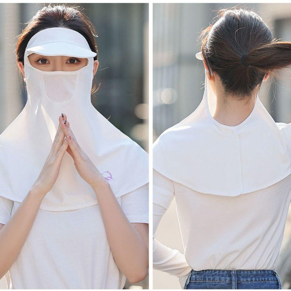 Solid Color Ice Silk Mask Dustproof UV Protection Veil Adjustable Sunscreen Face Cover  Summer