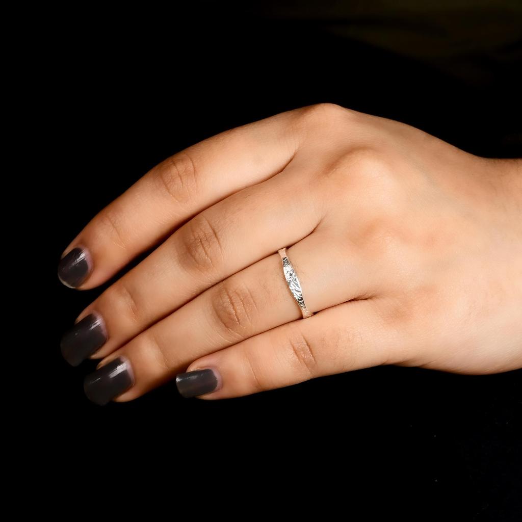 Minimalist Beaded Sterling Silver Band Ring, Dainty Stackable Ring Gift for Her.