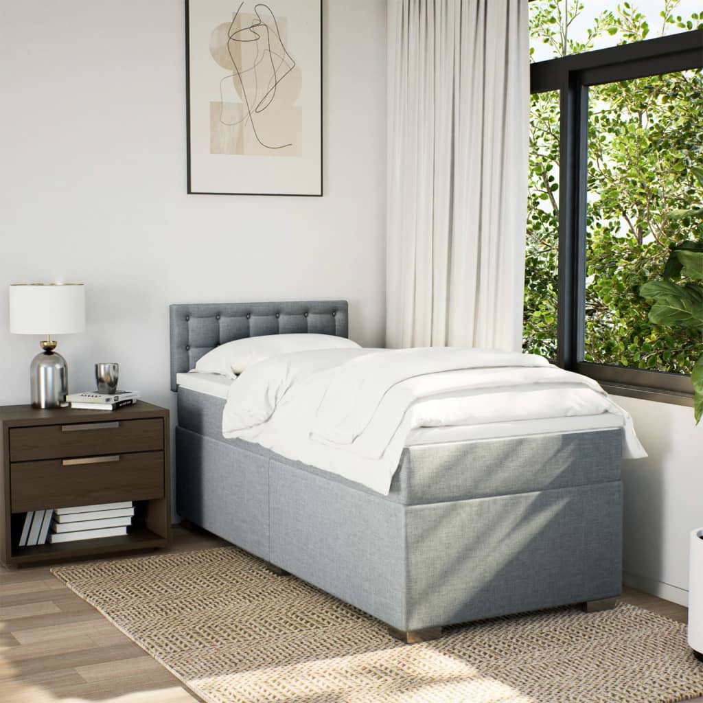 Vidaxl Letto Continentale Con Materasso, Grigio Chiaro, Tessuto, 80X200 Cm